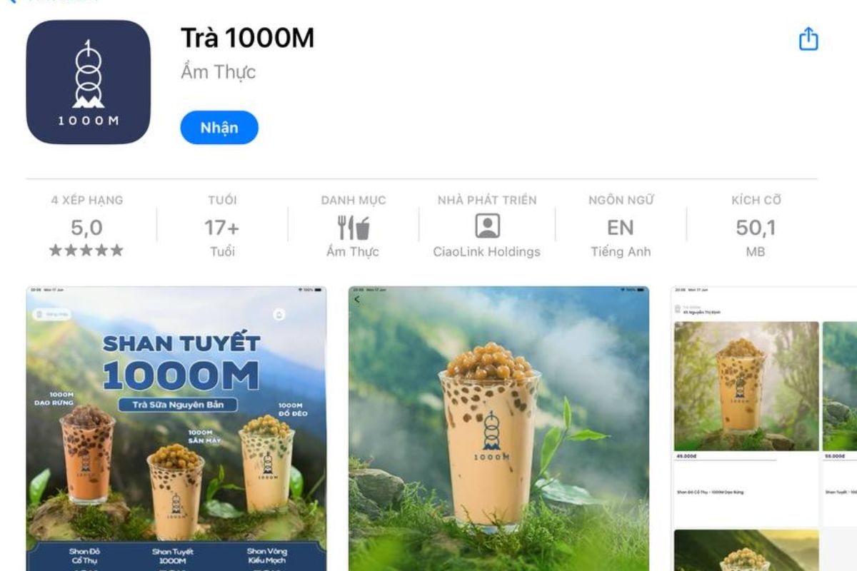 App 1000M khuyến mãi, tiện dụng khi đặt hàng