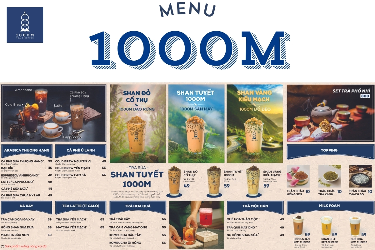 ất cả các sản phẩm trong menu đều được áp dụng ưu đãi 1000M mua 1 tặng 1